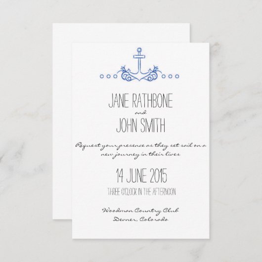 Invitation de mariage d'Ancre (Devant / Derrière)