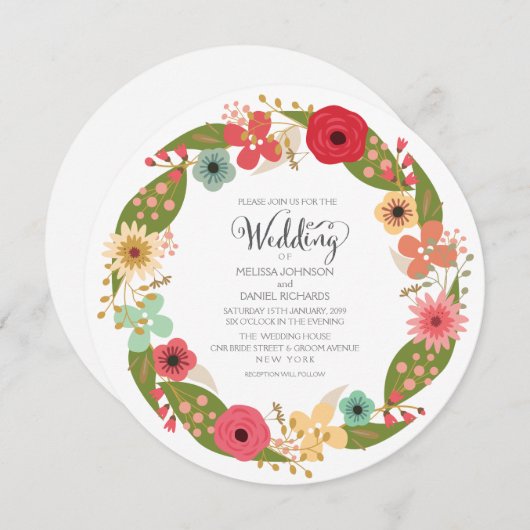 Invitation de mariage dans le jardin de germes flo (Devant / Derrière)