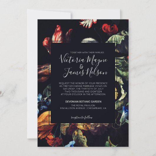 Invitation de mariage dans le jardin de minuit (Devant)