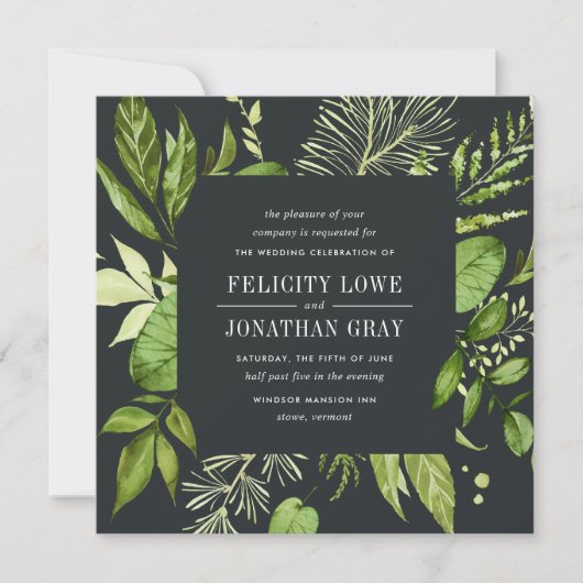 Invitation de mariage dans le jardin de minuit | C (Devant)