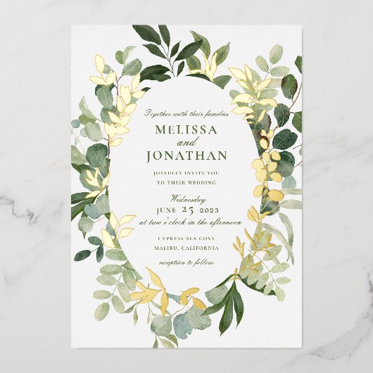 Invitation de mariage dans le jardin vert (Recto)