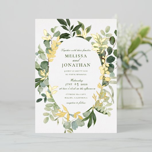 Invitation de mariage dans le jardin vert (Debout devant)