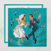 Invitation de mariage dansante jitterbug d'art pop (Devant / Derrière)