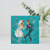 Invitation de mariage dansante jitterbug d'art pop (Debout devant)