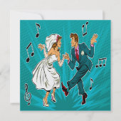 Invitation de mariage dansante jitterbug d'art pop (Devant)
