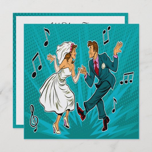 Invitation de mariage dansante jitterbug Pop Art (Devant / Derrière)