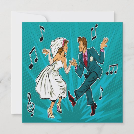 Invitation de mariage dansante jitterbug Pop Art (Devant)