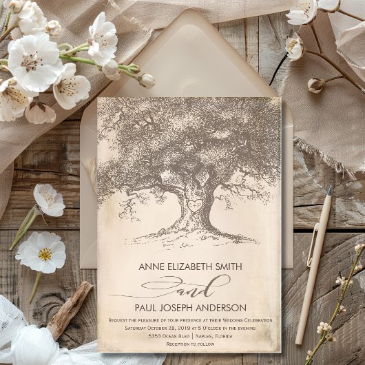 Invitation de mariage d'arbre ancien