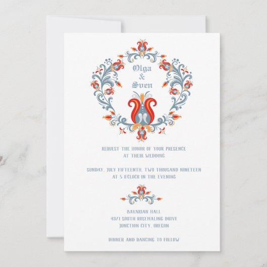 Invitation de mariage d'art populaire scandinave B (Devant)