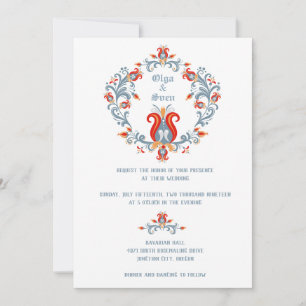 Invitation de mariage d'art populaire scandinave B