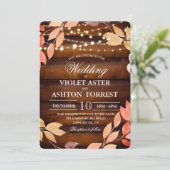 Invitation de Mariage d'Automne aux Feuilles Rusti (Debout devant)
