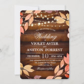 Invitation de Mariage d'Automne aux Feuilles Rusti (Devant)