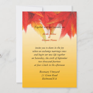 Invitation de mariage d'automne. Feuilles d'érable