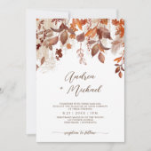 Invitation de mariage d'automne Rouille Feuillage (Devant)