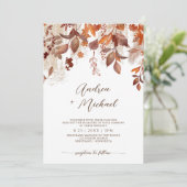 Invitation de mariage d'automne Rouille Feuillage (Debout devant)
