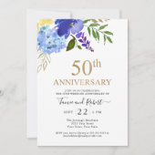 Invitation de mariage de 50 ans Purple Blue Gold (Devant)