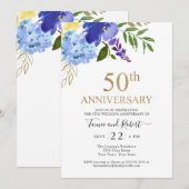 Invitation de mariage de 50 ans Purple Blue Gold (Devant / Derrière)
