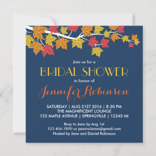 Invitation de Mariage de automne bleu de la Marine