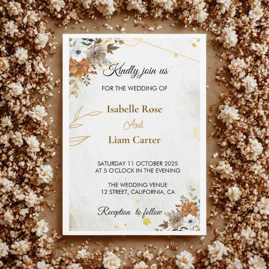 Invitation de Mariage de automne Boho Rustique Per
