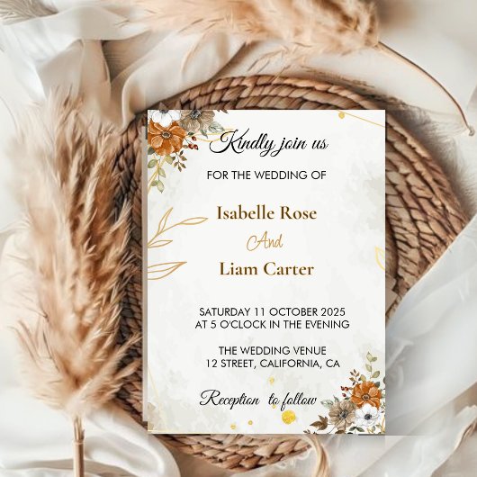 Invitation de Mariage de automne Boho Rustique Per