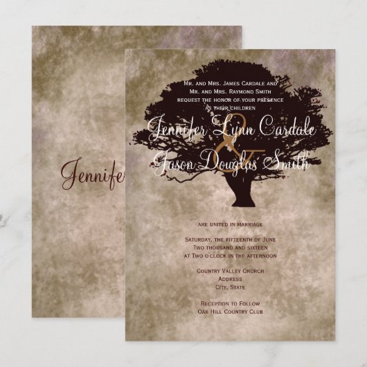 Invitation de mariage de automne de silhouette de (Devant / Derrière)