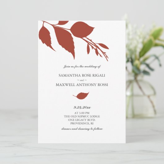 Invitation de Mariage de automne orange brûlé (Debout devant)