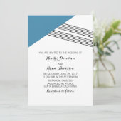 Invitation de mariage de bande géométrique bleue (Debout devant)