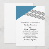 Invitation de mariage de bande géométrique bleue (Devant / Derrière)
