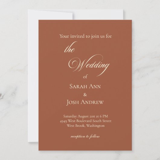 Invitation de mariage de base Terracotta et Beige (Devant)