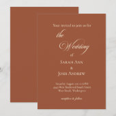 Invitation de mariage de base Terracotta et Beige (Devant / Derrière)