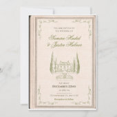 Invitation de mariage de bibliothèque livresque es (Devant)