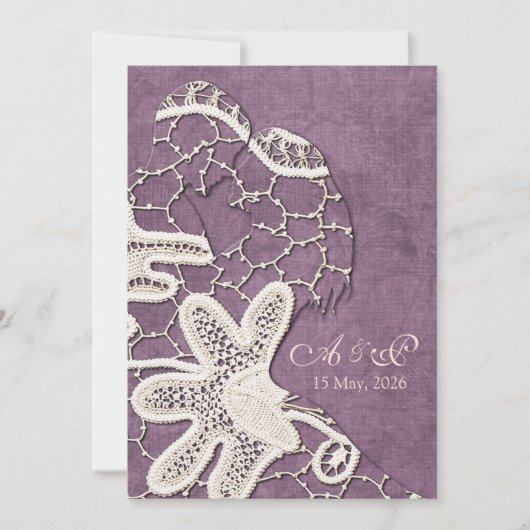 Invitation de mariage de Bride&Groom de dentelle (Devant)