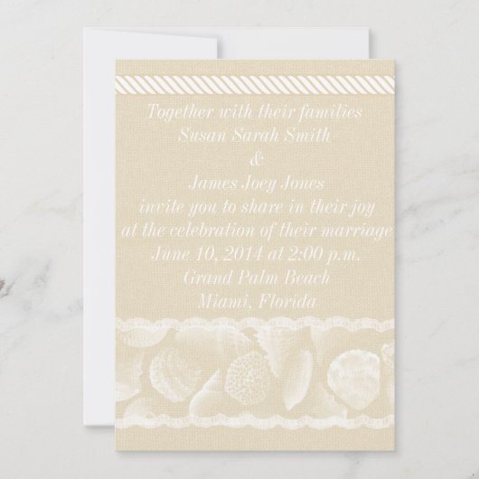 Invitation de mariage de Burlap Beach (Devant)