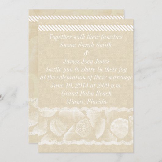 Invitation de mariage de Burlap Beach (Devant / Derrière)