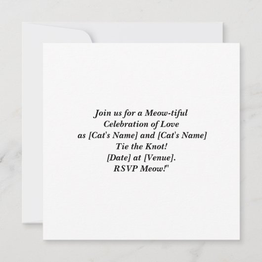 Invitation de mariage de chat à ne pas manquer  (Dos)