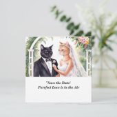 Invitation de mariage de chat à retenir la date (Debout devant)