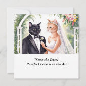Invitation de mariage de chat à retenir la date (Devant)