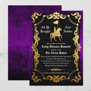 Invitation de mariage de chevalier médiéval joutan