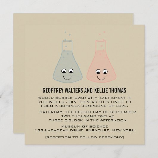 Invitation de mariage de chimie mignonne (Devant / Derrière)