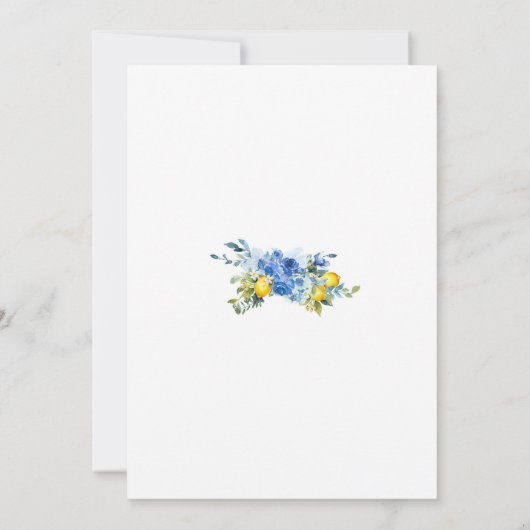 Invitation de mariage de citron floral bleu pour u (Dos)