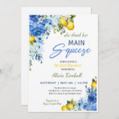 Invitation de mariage de citron floral bleu pour u (Devant / Derrière)