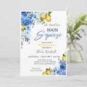 Invitation de mariage de citron florale bleue (Debout devant)