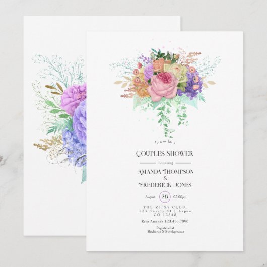 Invitation de mariage de couple Floral Spring (Devant / Derrière)