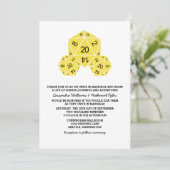Invitation de mariage de dés D20 Jaune (Debout devant)
