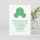 Invitation de mariage de dés D20 vert (Debout devant)