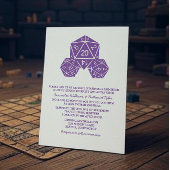 Invitation de mariage de dés D20 violet