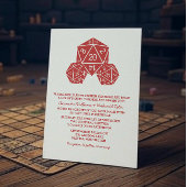 Invitation de mariage de dés Red D20