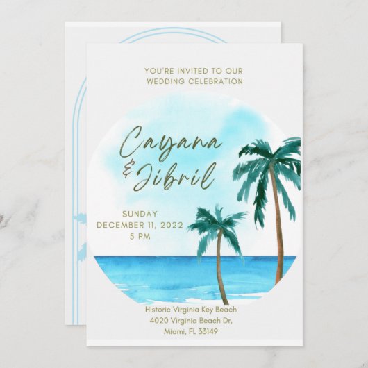Invitation de mariage de destination (Devant / Derrière)