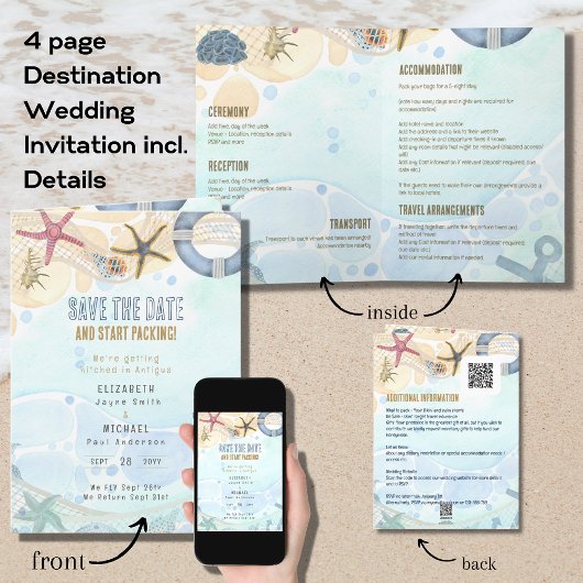 invitation de mariage de destination 4pg avec TOUS