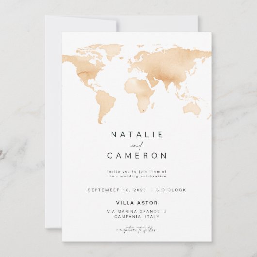 Invitation de mariage de destination avec carte du (Devant)